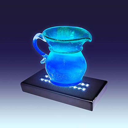 20 LED Lighted Base for Glass Art - Rectangular Satin Matte Black White Light Stand Base for 3D Art Glass, Room Decor and Gemstones and Crystals - AC/USB Adapter Powered (Black) - style: 20 LED