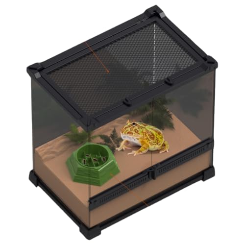 Reptile Food Bowl Plastic Water Feeder Bowls Anti- Escape Mini Round Reptile Feeder for Lizard, Gecko,Cricket, Leopard Gecko etc (Big) - size: big