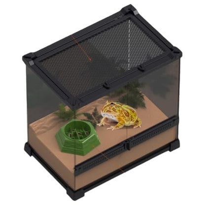 Reptile Food Bowl Plastic Water Feeder Bowls Anti- Escape Mini Round Reptile Feeder for Lizard, Gecko,Cricket, Leopard Gecko etc (Big) - size: big