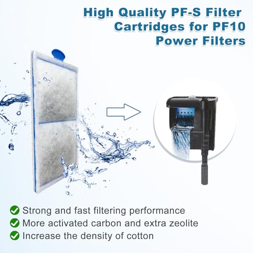 driamor 8 Pack PF-S Filter Cartridges Compatible with PF10 Power Filters, Small Fish Tank Filters Cartridge Replacement with Zeolite - size: 8 Pack