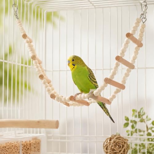 Bird Ladder Bridge, 4.52 X 24.4 Inch Natural Wooden Hamster Ladder Bridge Birds Hamster Climbing & Swing Toy, Bird Cage Ladders Cage Accessories for Birds Rats Parrots Squirrel Cockatiels