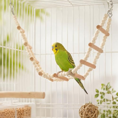 Bird Ladder Bridge, 4.52 X 24.4 Inch Natural Wooden Hamster Ladder Bridge Birds Hamster Climbing & Swing Toy, Bird Cage Ladders Cage Accessories for Birds Rats Parrots Squirrel Cockatiels