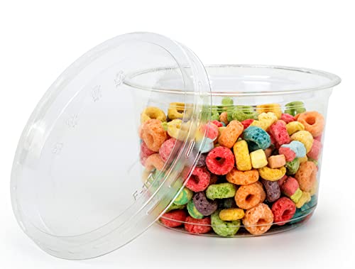 Golden Apple, 16oz. Ultra Clear Recycled PET Plastic Round Deli Container and Flat Lid Combo - 20sets - size: 16oz & Flat lids