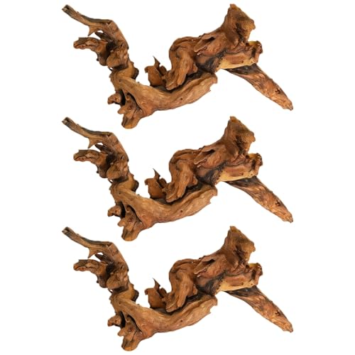 Natural Driftwood for Aquarium 3 Pcs, Assorted Shape Azalea Root Wood, 7.9-9.8 in / 20-25 Cm, Freshwater Aquarium Driftwood, Terrarium Décor