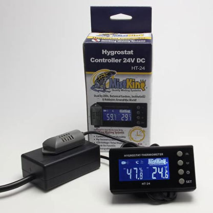 MistKing – Hygrostat/Thermometer Controller (24V DC) | Control Day/Night Humidity | Per Second Control | Low Voltage/Temp Display | Quick-On Function | HT-24 | Control Day/Night Humidity, Per Second Control, Low Voltage/Temp Display, Quick-On Function