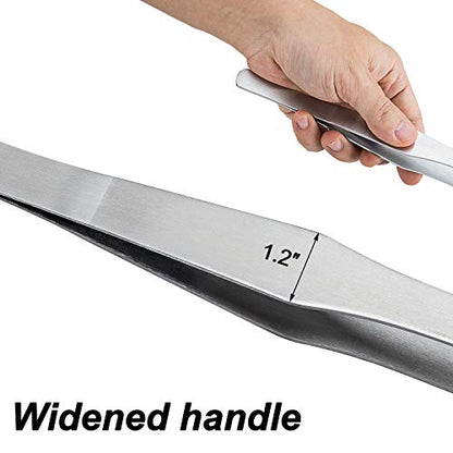 OIIKI 15 inch Curved Aquarium Tweezers, Polished Tongs Tweezers, Silver | Stainless Steel Long Tweezers with Precision Serrated Tips for Garden, Kitchen, Indoor & Outdoor - size: 15 inch Curved (1 PCS)