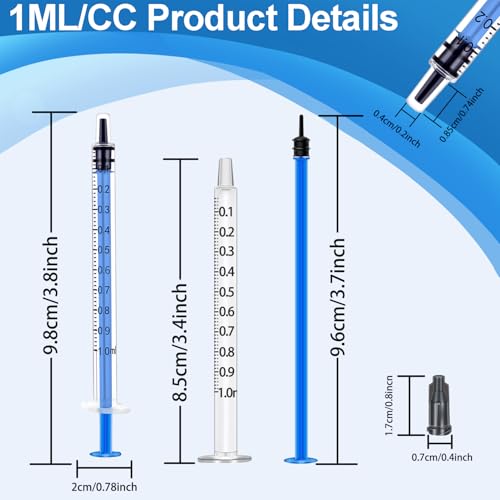 1ml syringe with Measurement for Scientific Labs, Feeding Pets, Refilling and Measuring Liquids,Dispensing,with Cap (5PCS, 1ml) - size: 5PCS-1ml