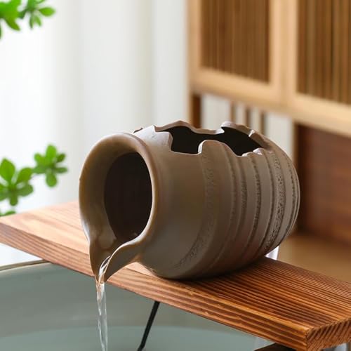 Outdoor Garden Fountain Spitter Pond Water Feature Pump DIY Ceramic Pot Decoration (5.3 inch Color 1) - color: 5.3 Inch Color 1