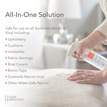 Sunbrella Clean Multi-Purpose Fabric Cleaner | Non-PFAS | 16 Fl Oz | All-in-One Solution for Water-Safe Upholstery and Vinyl; Lifts Everyday Stains and Spills - size: 16 Fl Oz (Pack of 1)