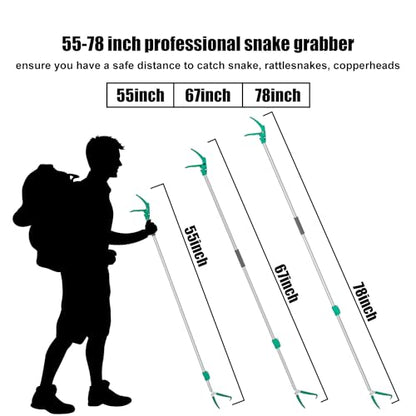 78" Extendable Snake Grabber Reptile Tongs Rattle Snake Catcher | Wide Jaw Handling Tool with Lock and Comfortable Grip - size: 78 inch