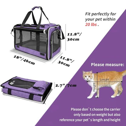 GAPZER Carrying Bag Yorkie Dog Travel Kennel Ventilated Soft Pet Carrier | Privacy Protection Big Kitten Car Travel Cloth Carry Bag up to 20 lbs, Small Animal Portable Mesh Kennel Cage for Vet Visits - color: Purple
