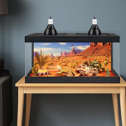 Royxen Bearded Dragon Tank, 64 Gallons Tempered Glass Reptile Terrarium with Metal Mesh Top, 3-Side Clear Anti-Scratch Glass Lizard Tank for Reptile Habitat (Black, 40" Length) - color: Black, size: 64Gal,40x20x20inch
