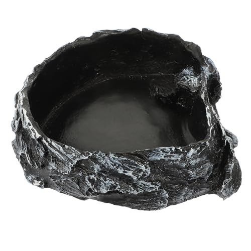Reptile Water Bowl and Food Feeder, Bark Texture Design, Sturdy Water Container for Tortoise and Lizard Habitat, Suitable for Geckos and Amphibians