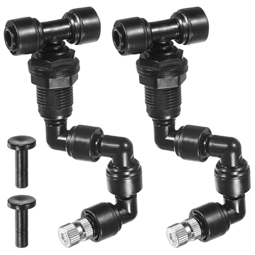 M METERXITY 2-Pack Reptile Mister Nozzles, 0.5mm Pore Copper 1/4" Reptile Misting Spray Nozzle with Plug for Terrarium/Vivarium, 360 Degree Adjustable Detachable Nozzles [Black] - size: 0.5mm