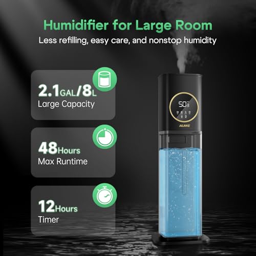 Reptile Fogger Humidifier 8L/2.1Gal, Humidifiers for Reptiles Tank | Humidifier for Plants Indoor, Reptile Fogger with Humidity Control, Humidity Probe, Expandable Hose, Terrarium, Grow Tent