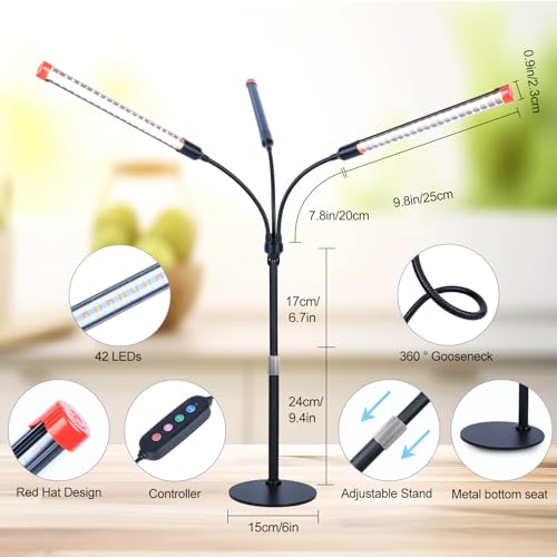 FECiDA 2026 3Head Table Top Grow Lights for Seed Starting, Indoor Plants, Bonsai, 27 Watt Power Draw, NO Need Adapter, 4/8/12/16/20H Timer, 16"-24" Height Adjustable - size: Desk-3Head-27W
