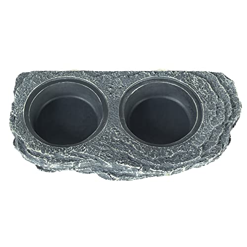 REPTIZOO Reptile Magnetic Feeder Ledge, Double Bowl Reptile Food Dish with 6PCS Feeding Cups Food Water Feeder for Crested Gecko Lizard Chameleon Pets - size: Large