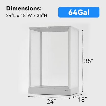 64Gal Reptile Terrarium for Geckos Waterproof Base Lightweight Knock-Down | for bearded dragon chameleon crested gecko 24x18x35" Ventilated Mesh Top,Heat Lamp Compatible Front Opening reptile enclosure