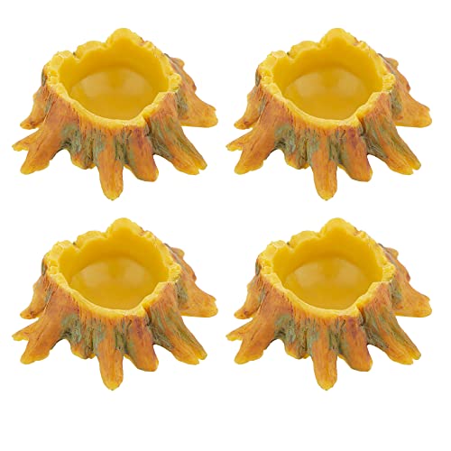 4 Pcs Spider Small Water Bowl, Mini Resin Dish for Tarantula Scorpion Millipede Spider Tiny Reptiles (Tree Root Shape)