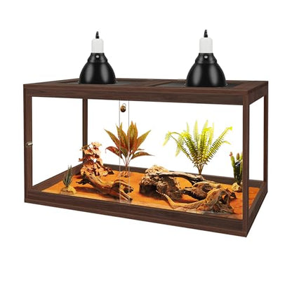 Retile Tank,Bearded Dragon Tank,Lizard Tank with Metal Mesh Roof Door, Acrylic Panel Snake Tank with Lock Design - color: Walnut, size: 27 Gallons