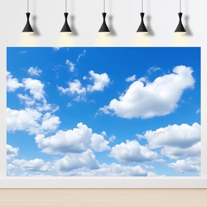 Blue Sky Aquarium Background Tiny Cloudy Cumulus Fish Tank Background White Clouds in Clear Blue Sky Reptile Tank Backgrounds Cloudy Blue Skys Reptile Enclosure Backgrounds Wallpaper Poster 24x12in - color: Blue_White, size: 24(W)x12(H)inches/ 60(W)*30cm(