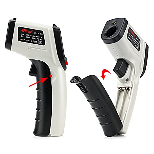Non-Contact Digital Laser Infrared Thermometer, -58℉~ 752℉ (-50℃ ~ 400℃) Handheld IR Temperature Gun with Adjustable Emissivity for Kitchen Cooking BBQ Automotive Daily Use and Industrial - color: Gray
