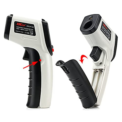 Non-Contact Digital Laser Infrared Thermometer, -58℉~ 752℉ (-50℃ ~ 400℃) Handheld IR Temperature Gun with Adjustable Emissivity for Kitchen Cooking BBQ Automotive Daily Use and Industrial - color: Gray