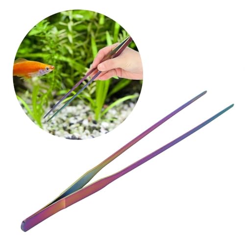 10.6Inch Stainless Steel Aquarium Tweezers Curved Design Ergonomic Non-Slip Grip for Planted Tank Fish Feeding Reptile Care(Straight Tweezers) - style: Straight Tweezers
