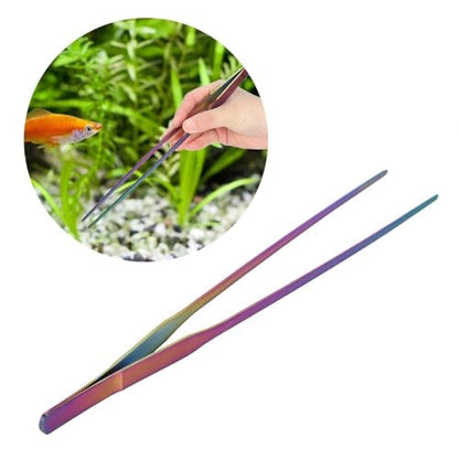10.6Inch Stainless Steel Aquarium Tweezers Curved Design Ergonomic Non-Slip Grip for Planted Tank Fish Feeding Reptile Care(Straight Tweezers) - style: Straight Tweezers