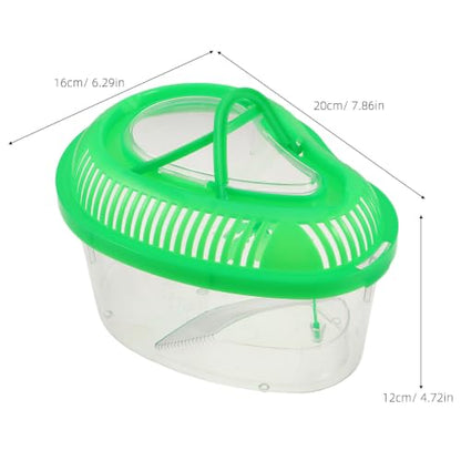 FOMIYES Portable Reptile Breeding Box Featuring Lockable Lid and Built-in Sunbathing Platform, Green Plastic Pet Transport Box for Snakes and Small Pets, for Outdoor Use and Transportation