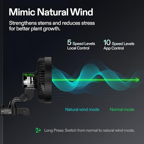 VIVOSUN AeroWave E6 Gen2, Grow Tent Clip Fan 6”, EC Motor, Smart Control, Powerful Oscillating Fan, Local Timer, Weatherproof IP54, for Hydroponics Circulation Cooling, Black | EC Motor, Smart Wifi Control, Local Timer, Weatherproof IP54, Strong Airflow b