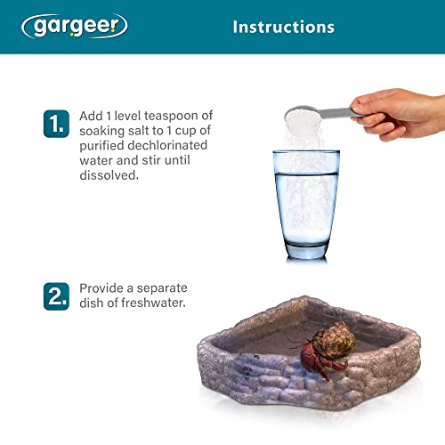 Gargeer 3oz Hermit Crab Soaking Salt, Calcium & Trace Minerals, Made in USA | Natural ocean-like bath! Pure sea salt, calcium & trace minerals for hydration, stress relief & molting - size: 3 Ounce (Pack of 1), style: Soaking Salt