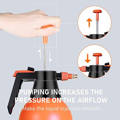 1 Pcs Garden Pump Sprayer, 0.5Gallon/68oz Hand-held Lawn Pressure Orange Spray Bottle with Adjustable Nozzle (FKM Gasket Update) - color: Orange
