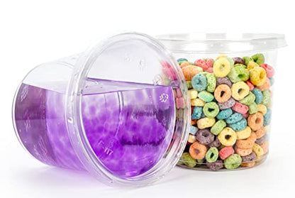 Golden Apple, 24oz. Ultra Clear Recycled PET Plastic Round Deli Container and Flat Lid Combo - 18sets - size: 24oz & Flat lids