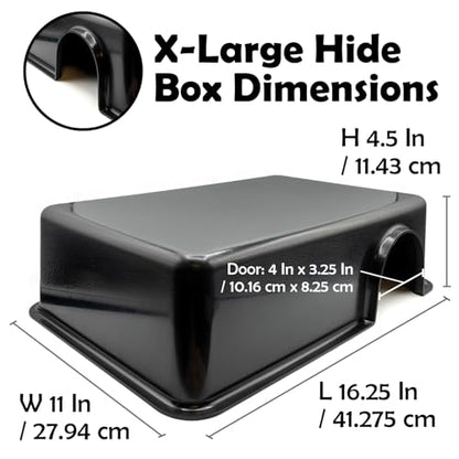 Pangea Reptile Hide Box, X-Large 16.25"x11"x4.5" | Fits Most Standard Rack Units, Usable as Snake Tank Accessories, Good for Ball Python, Boas, Leopard Geckos, Kingsnake - size: F- X-Large