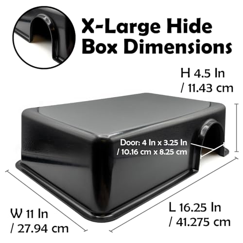 Pangea Reptile Hide Box, X-Large 16.25"x11"x4.5" | Fits Most Standard Rack Units, Usable as Snake Tank Accessories, Good for Ball Python, Boas, Leopard Geckos, Kingsnake - size: F- X-Large