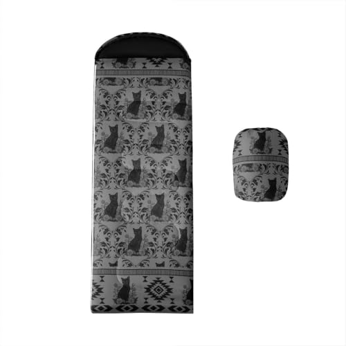 Erosebridal Death Head Moth Kids Sleeping Bag Bohemian Aztec Wearable Camping Blanket for Hiking Travel Hunting Sleep Bag - color: Grey Little Cats