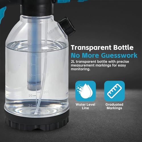 70oz Sprayer Bottle, 0.5gal Pump Sprayer for Flowers, Potted Plant, Handheld Water Bottle with Easy Refill Side Port, Measuring Cup Cap, Clear Bottle with Scale, Aluminum Wand
