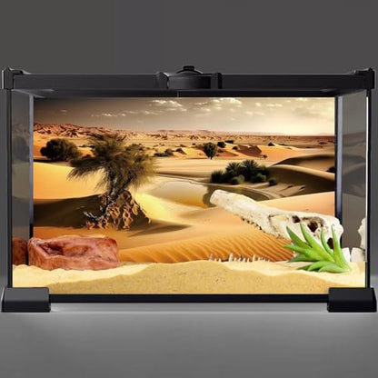 AWERT 48x18 inches Oasis Reptile Habitat Background Blue Sky Sun and Desert Terrarium Background Polyester Background - size: 48x18in/120x45cm