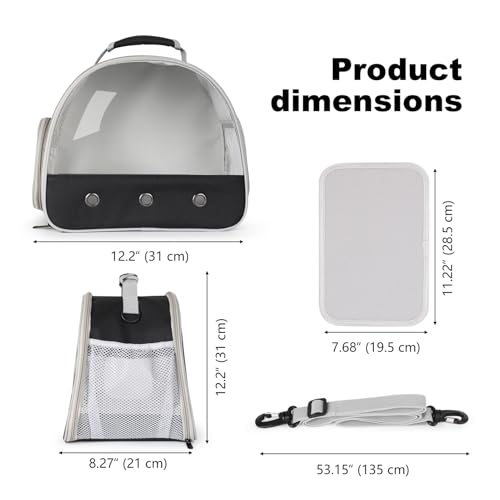 Bearded Dragon Travel Carrier,Lizards Carrier, Small Animal Travel Carrier for Sugar Glider Hedgehog Rat Parrot Bird Guinea Pig, Portable Guinea Pig Travel Bag for 2 - color: Black