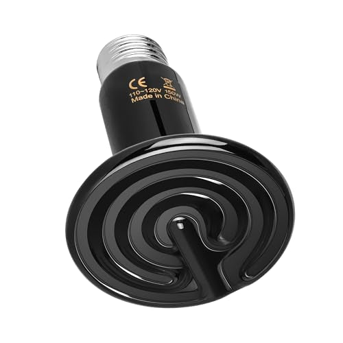 Reptile Heat Lamp 150W Ceramic Heat Emitter, No Light Emitting Heat Bulbs for Amphibian Pet Brooder Coop Incubating Chicken, Lizard Bearded Dragon Turtle Snake Terrarium - color: 1 Pcs (Black), size: 150 Watts