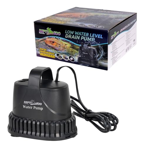 REPTIZOO Low Water Level Drain Pump, 243GPH 26W Submersible Drain with Bottom Suction, Flow Adjustable Bottom-draw Water Pump for Turtle/Fish/Paludarium Tanks