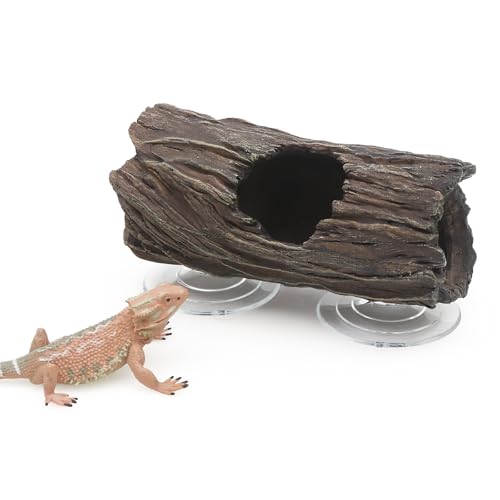 AQUA KT Reptile Tree Trunk Hideout Hollow Log Sleeping Cave for Arboreal Crested Leopard Gecko Lizard Climbing Toys Terrarium Decoration