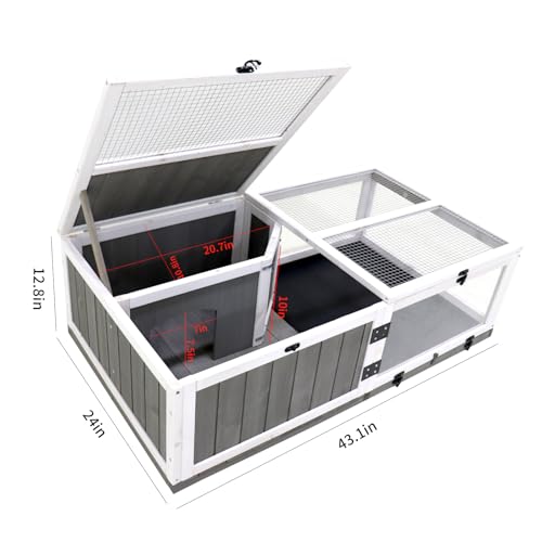 Tortoise Enclosure Indoor Wooden Bunny Cage Snake Enclosure Reptile Terrarium Indoor Hamster Cage with Tray Extra Large Tortoises Habitat（67719）