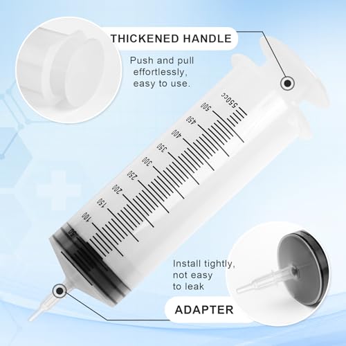 500ml Large Syringes, Individually Sterile Sealed Plastic Syringe for Liquid, Scientific Labs, Measurement, Pet Feeding ,Ink Refilling ,Oil or Glue Applicator(1 Pack) - style: 500ml