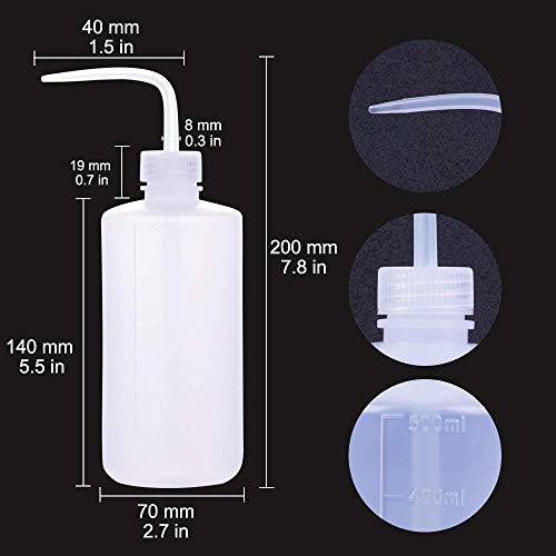 2PCS Squeeze Bottles - 500ml Tattoo Bottles Squirt Bottle | Tattoo Spray Bottles Squirt Bottle Tattoo Wash Bottles For Tattooing with Measure(16.9oz) for Medical Lab Succulent Watering - size: 16.9 Ounces