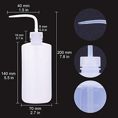 2PCS Squeeze Bottles - 500ml Tattoo Bottles Squirt Bottle | Tattoo Spray Bottles Squirt Bottle Tattoo Wash Bottles For Tattooing with Measure(16.9oz) for Medical Lab Succulent Watering - size: 16.9 Ounces
