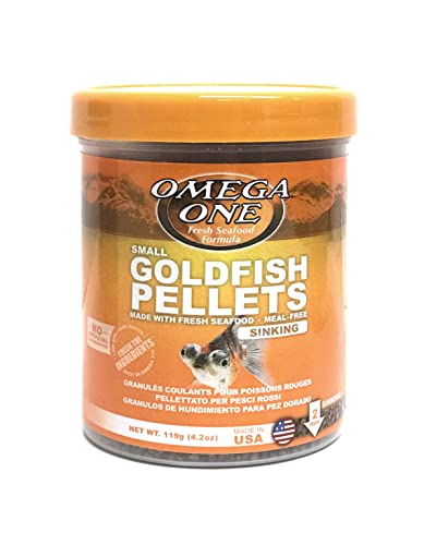 Omega One Goldfish Pellets, Sinking, 2mm Small Pellets, 4.2 oz | Sinking, 2mm Small Pellets