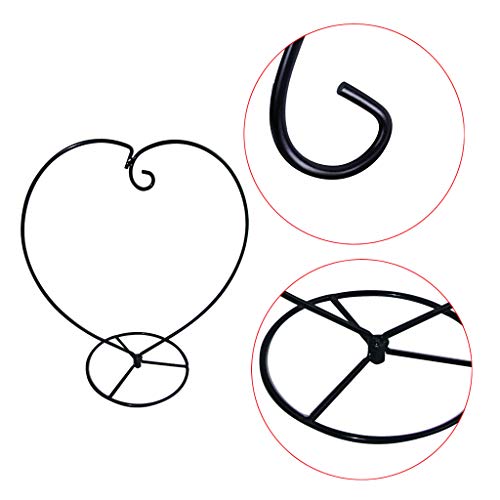 MOCOUM Ornament Display Stand, Iron Glass Ball Ornament Holder Stand for Hanging Plants, Hanging Terrarium Stand for Christmas Wedding Ornament, Home Office Decor (5pcs Black Heart Shaped)