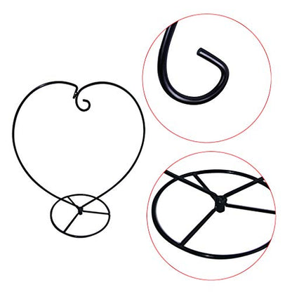 MOCOUM Ornament Display Stand, Iron Glass Ball Ornament Holder Stand for Hanging Plants, Hanging Terrarium Stand for Christmas Wedding Ornament, Home Office Decor (5pcs Black Heart Shaped)